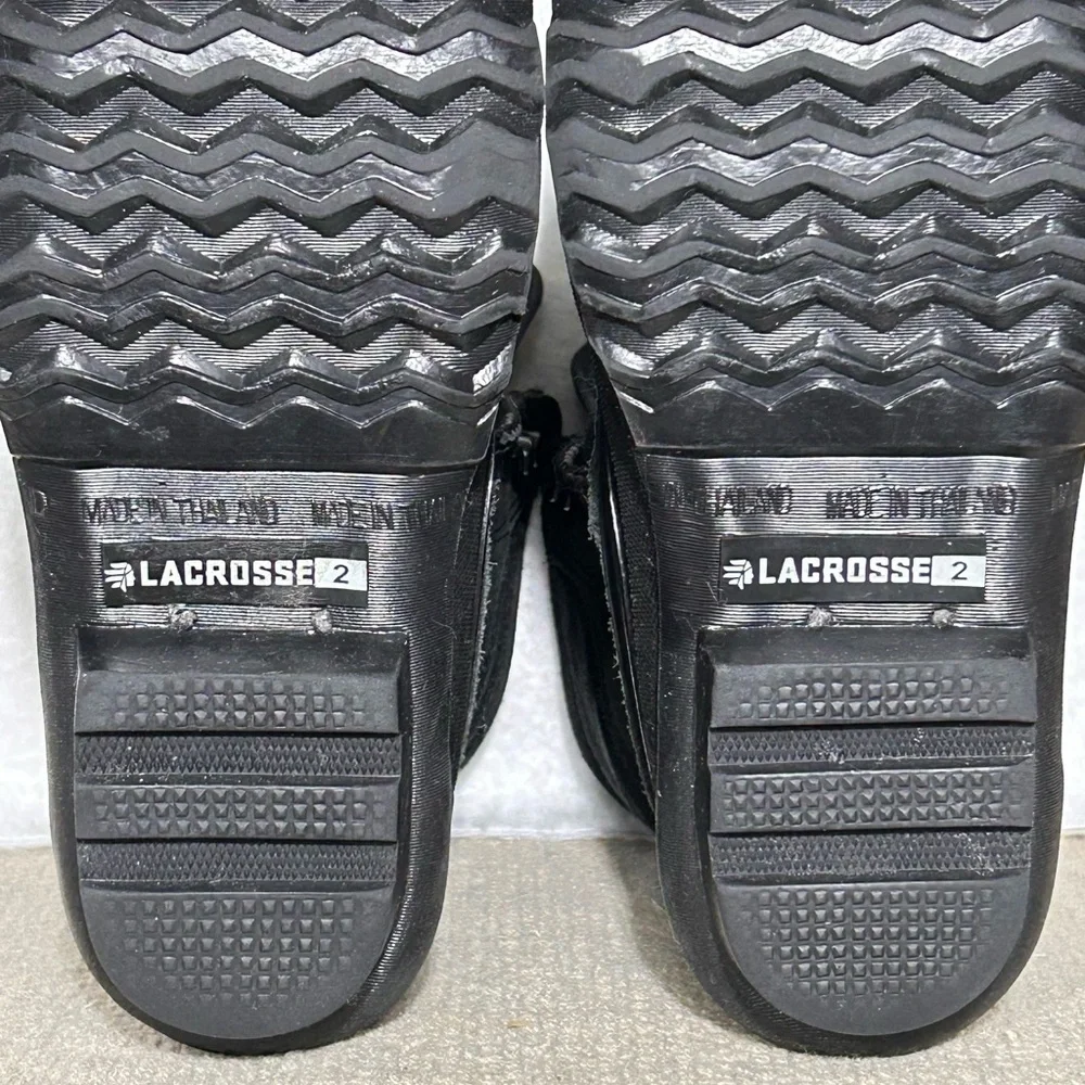 Lacrosse Kids Black PineTop Leather/Nylon Upper Lace Winter Snow Boots SZ US 2
